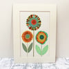 Applique Funky Flowers Unframed Original Art 3