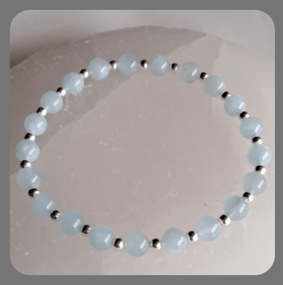 Aquamarine and sterling silver bracelet