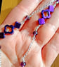 Purple Hematite Clover Necklace 20 Inch, Floral, Silver Curb Chain - Image 4
