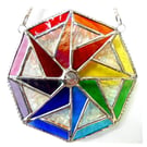 Stained Glass Octagon Rainbow Star Suncatcher 005