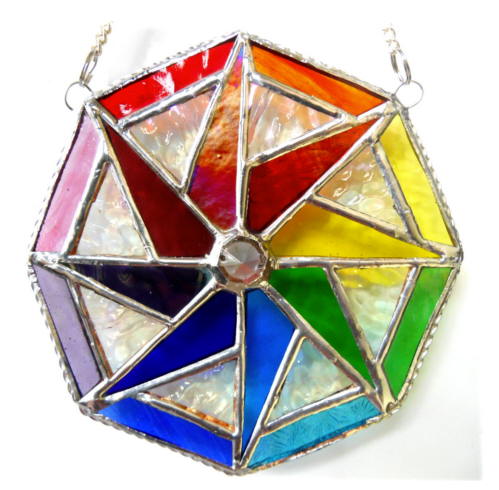 Stained Glass Octagon Rainbow Star Suncatcher 005