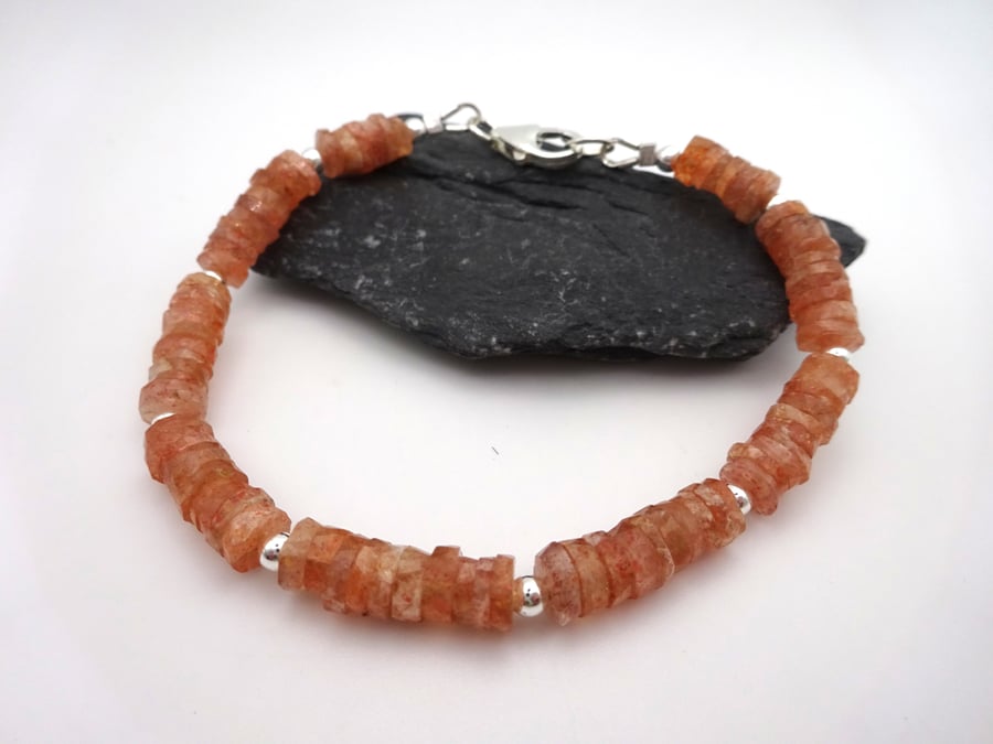 sunstone gemstone beaded bracelet