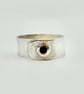 May Birthstone Ring - Hammered Silver & Emerald - Handmade in England