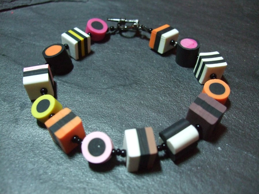 Liquorice Allsorts Kitsch Polymer Clay Bracelet