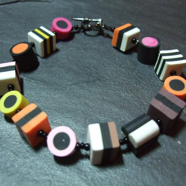 Liquorice Allsorts Kitsch Polymer Clay Bracelet