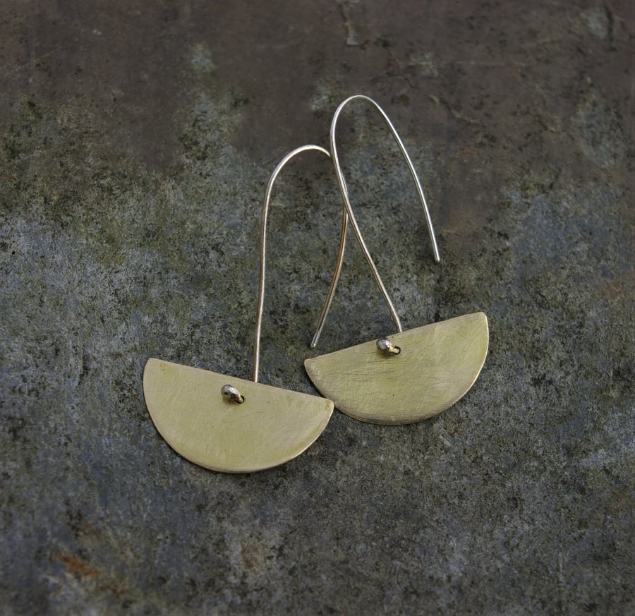 Brass Half Moon Dangle Earrings