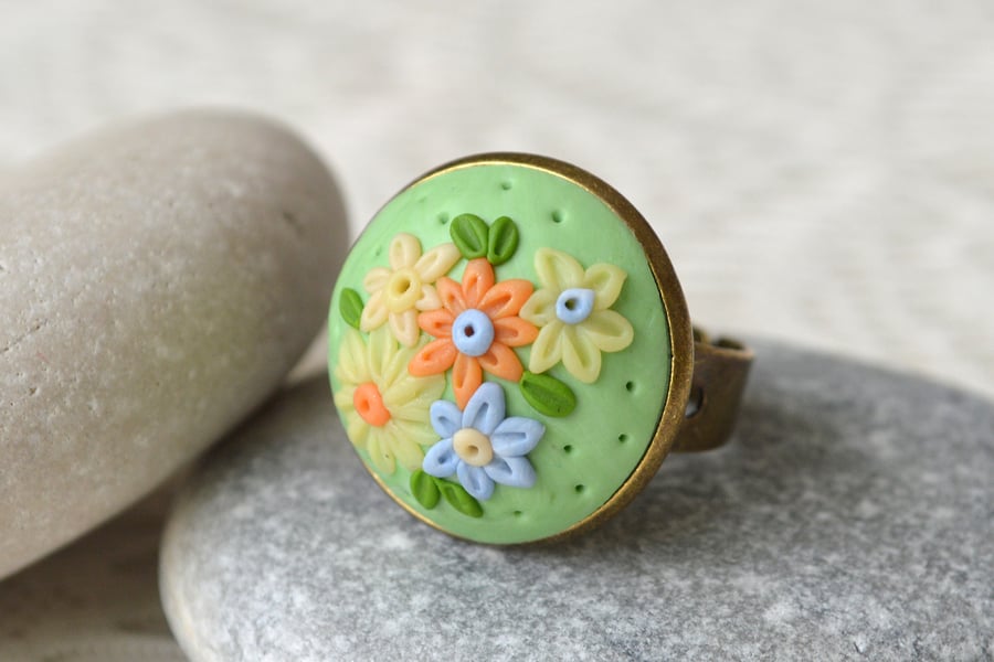 Polymer Clay Applique Ring