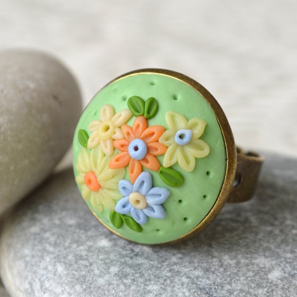 Polymer Clay Applique Ring