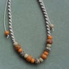 Orange Glass bead Macrame Style Necklace