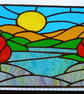 Handmade stained glass sunset landscape panel a4 - Image 2