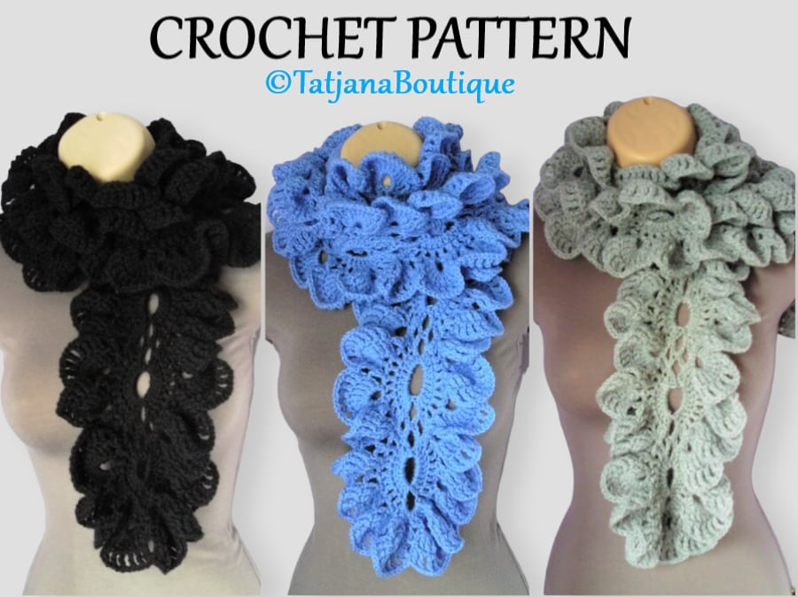 Crochet Scarf Pattern, women crochet scarf pattern, same day delivery PDF 62