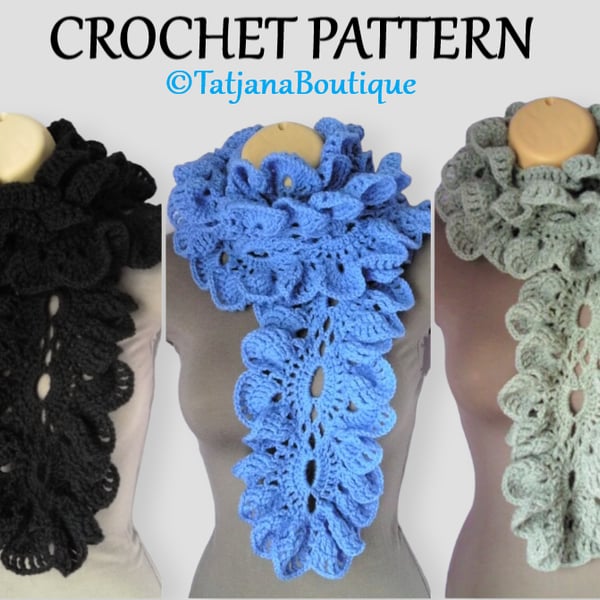 Crochet Scarf Pattern, women crochet scarf pattern, PDF 62