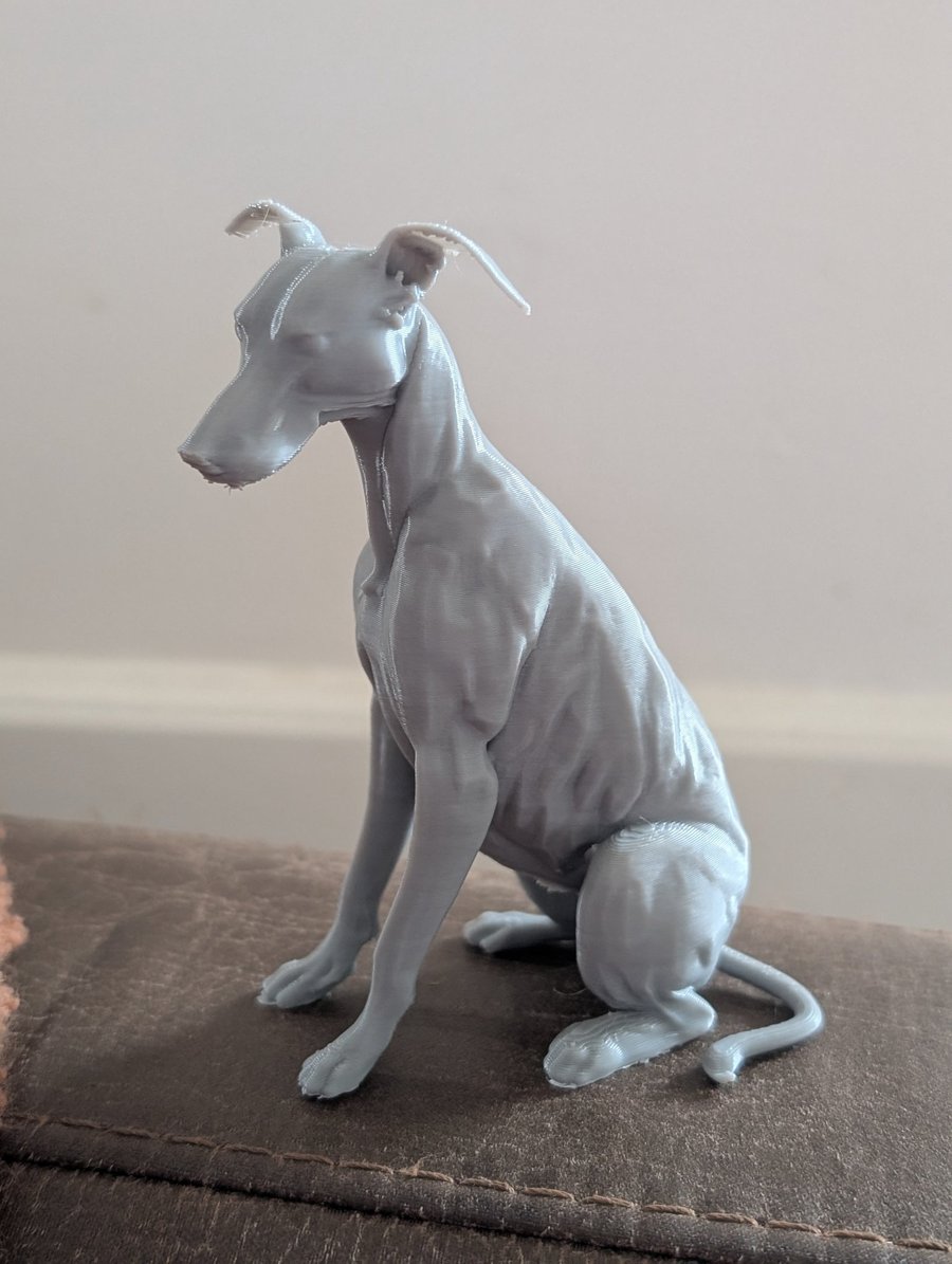 Greyhound lurcher whippet dog sculpture miniature, 3D printed