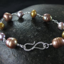 Silver and pearl autumnal bracelet