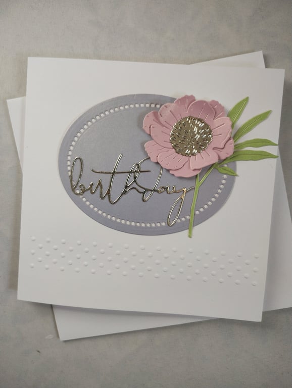 Pink and Lilac Woodland Floral Birthday Card