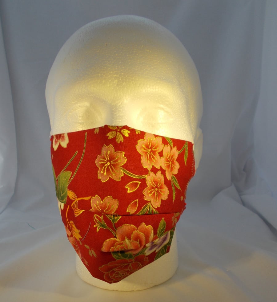 Adult Fabric Face Covering - Oriental Flowers 3