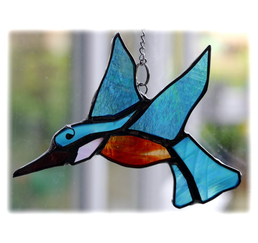 Kingfisher Suncatcher Stained Glass British Bird Handmade 044