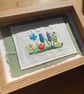 Wild flowers with bee and butterfly hand embroidered art in picture frame - Image 4