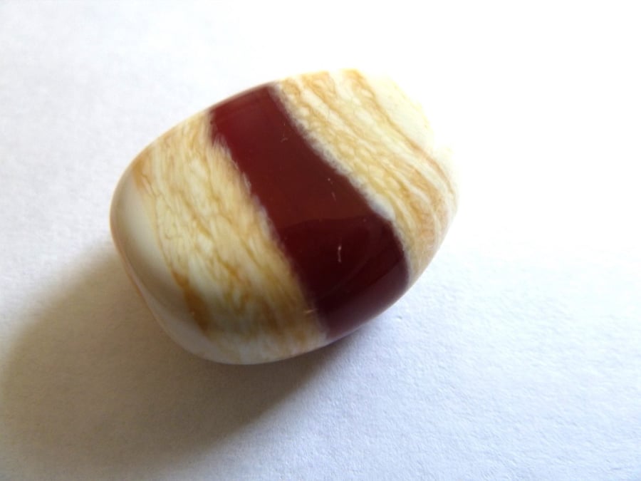 SALE handmade lampwork glass focal bead, red and ivory