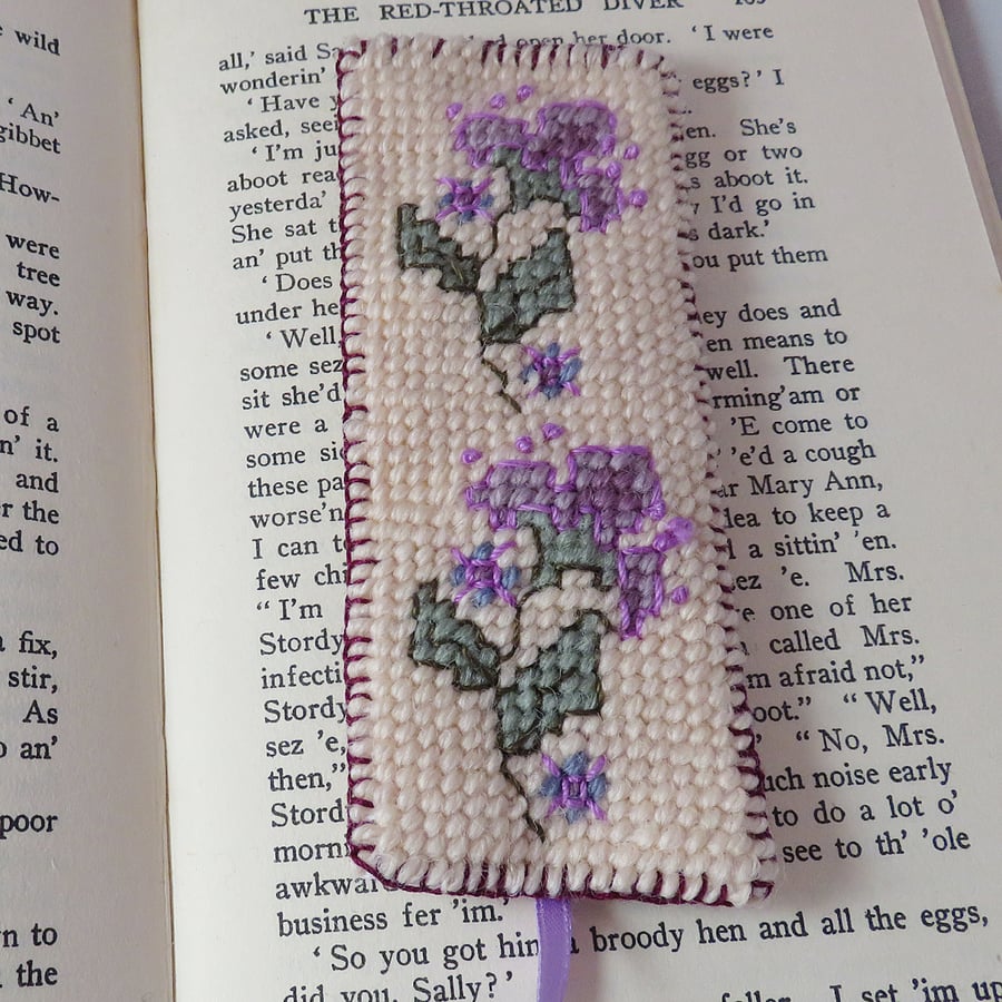 SALE - Needlepoint Bookmark - hand stitched by Lynwoodcrafts