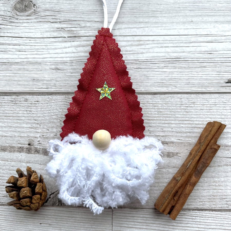 Sparkly Red Gnome Hanging Christmas Decoration