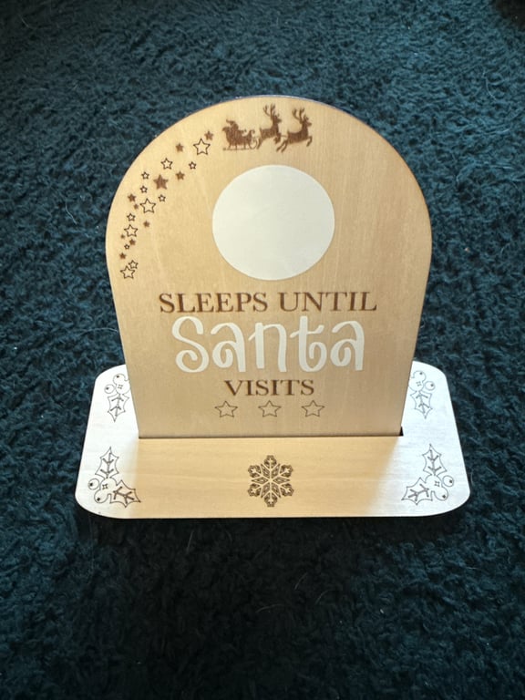 Wooden Sleeps Until Santa Visits Countdown Board