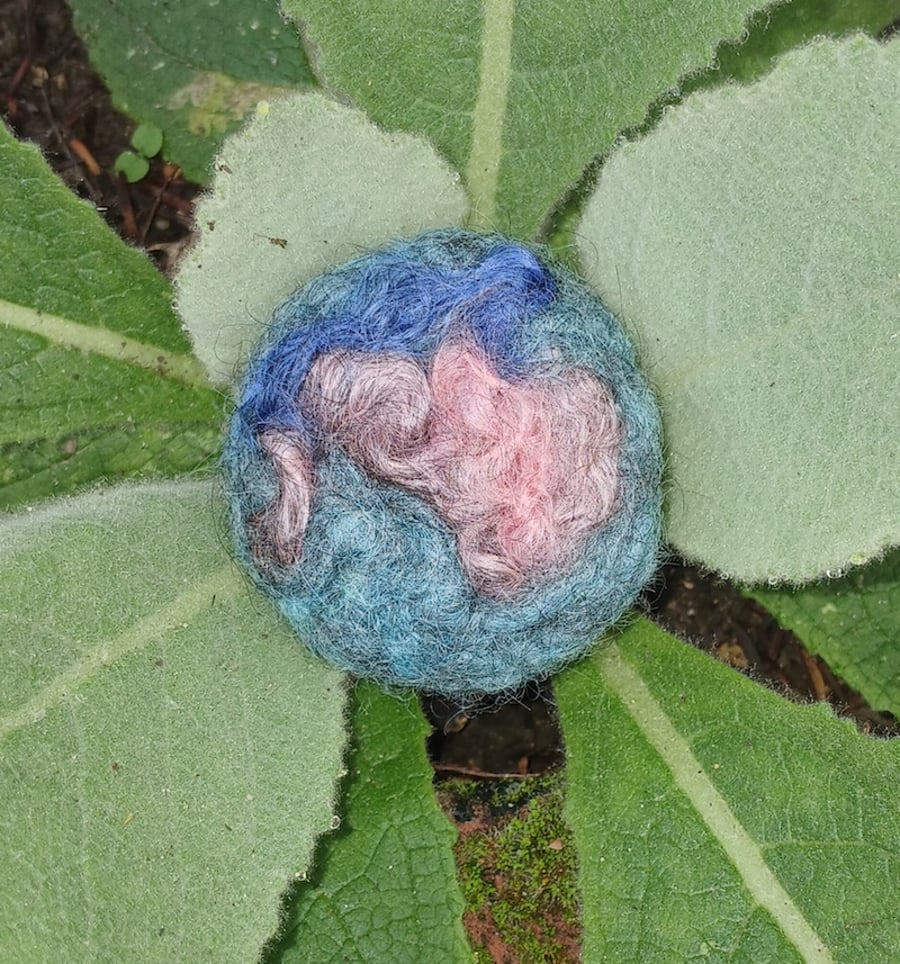 Blue and Pale pink Planet Brooch