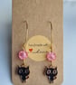 Black Cat Charm Earrings - Gold Tones - Image 2