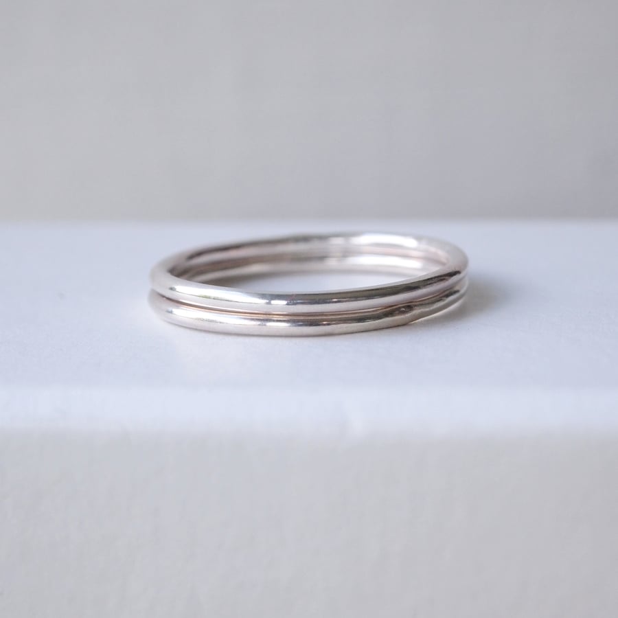 Plain Band Silver Stacking Rings