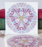 Exotic Flower Geometric Design Ceramic Tile Trivet with Cork Backing - Image 2