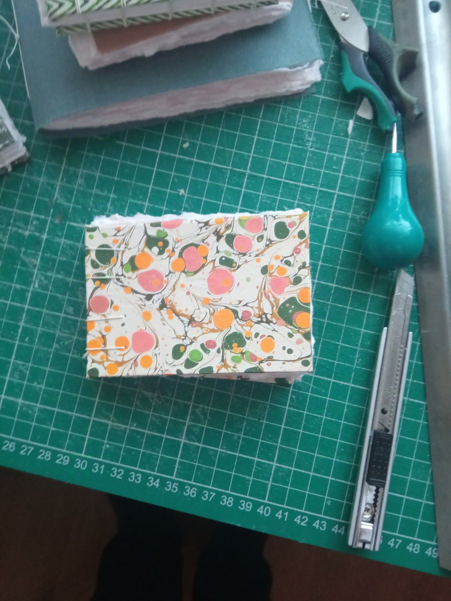 Mini A7 landscape Coptic sketchbook with Indian cotton rag paper rough made