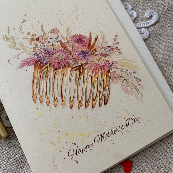 Vintage Comb Illustration - Mother's Day Card - Blank Inside
