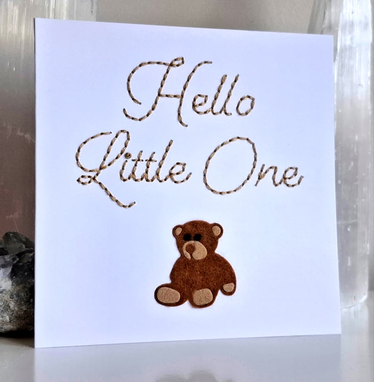 Embroidered handmade card for new baby