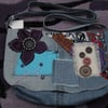 OOAK Blue Denim  Patchwork 'Upcycled' Shabby Chiq Boho Bag Medium