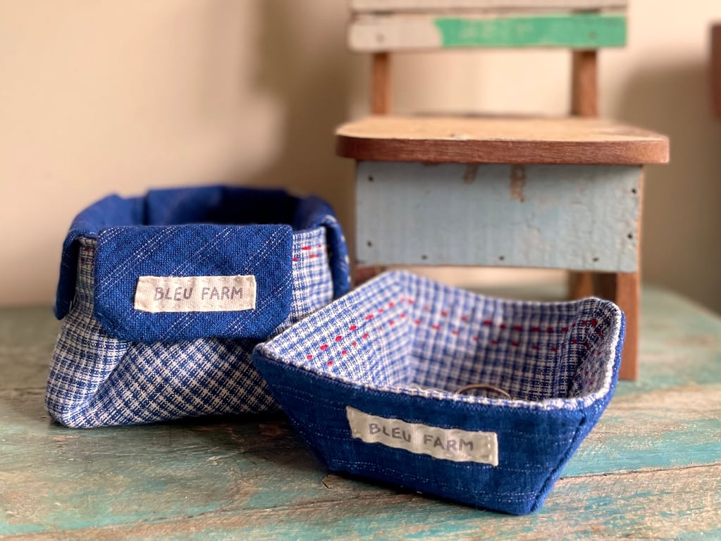 Handmade Fabric Jewellery Dish and Small Accessory Basket Set