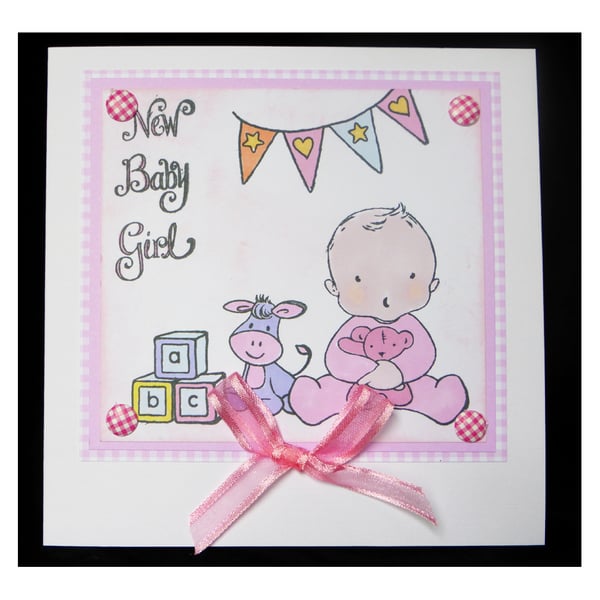 Baby Girl with Blocks and Bunting (NB358)