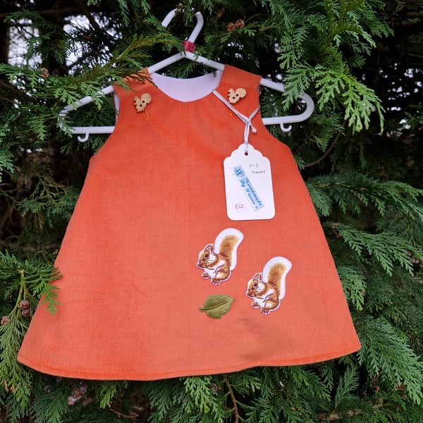 Age: 0-3m Mandarin Squirrel Needlecord Dress 