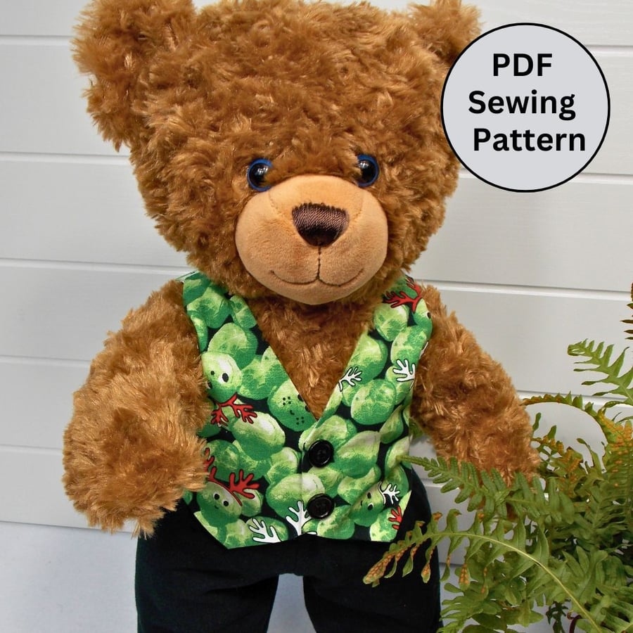 Teddy Bear Waistcoat PDF Sewing Pattern (Fits 16-18inch teddy bears)