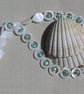 SALE - WhiteMother of Pearl Shell & Aqua Pearl Beaded Necklace & Bracelet Set - Image 3