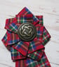 Royal Stewart Tartan & Celtic Button Ribbon Ruffle Brooch  - Image 3