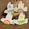 Perfectly Imperfect Set of four lightweight ceramic dove decorations