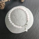 Pale Pink Rose Quartz and Sterling Silver Bracelet