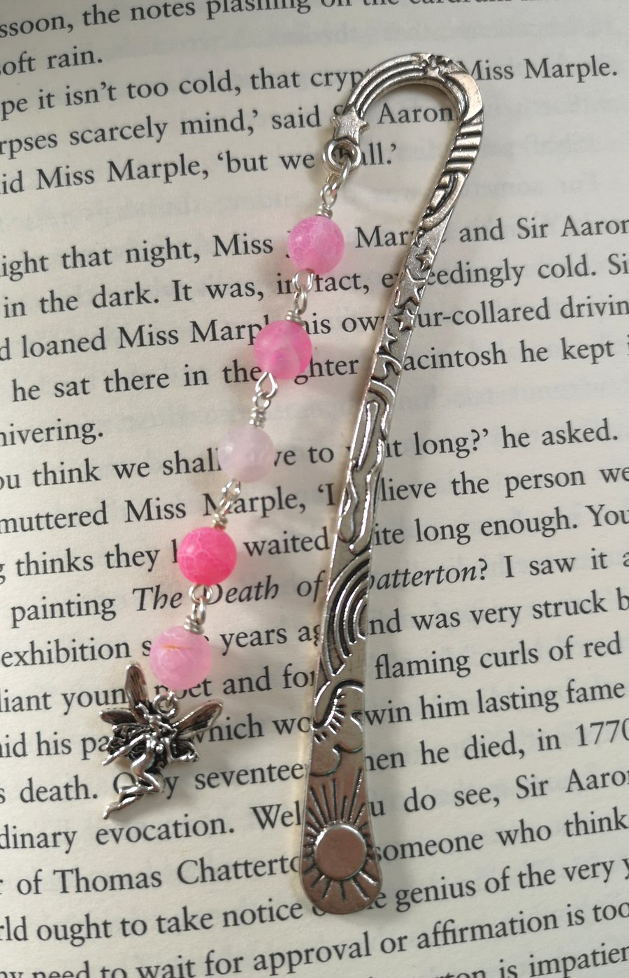 Pink fairy beaded bookmark