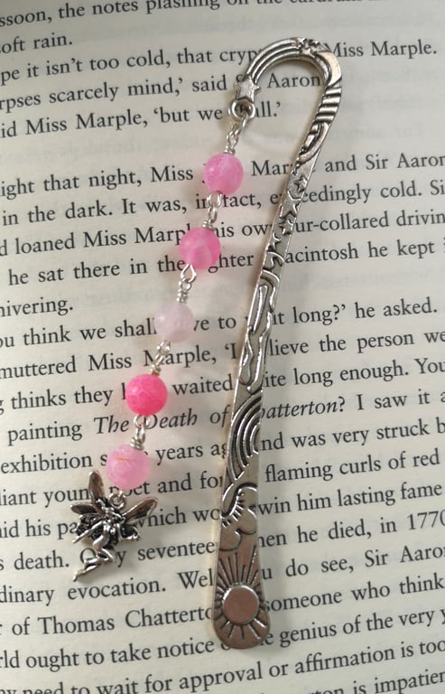 Pink fairy beaded bookmark