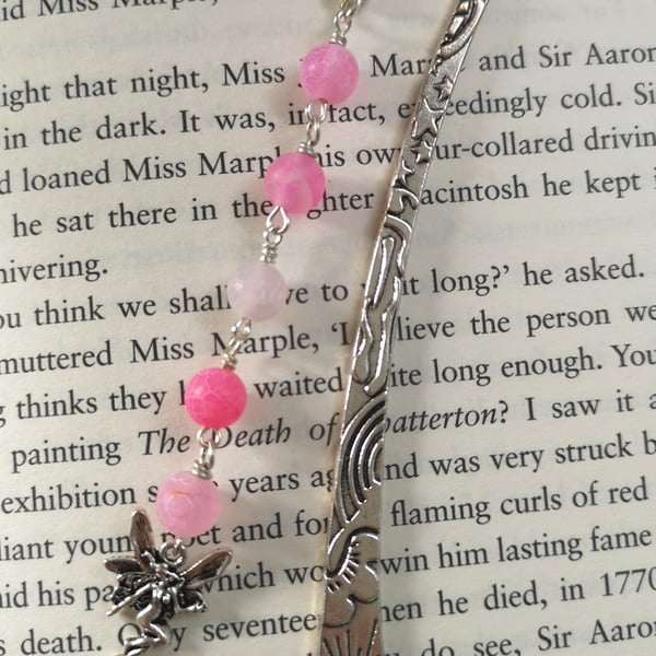 Pink fairy beaded bookmark