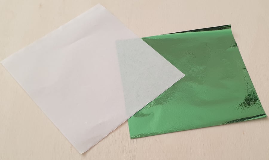 Foil Craft Sheets - GREEN - VERY DELICATE - 8cms x 8 cms - Colour Both Sides
