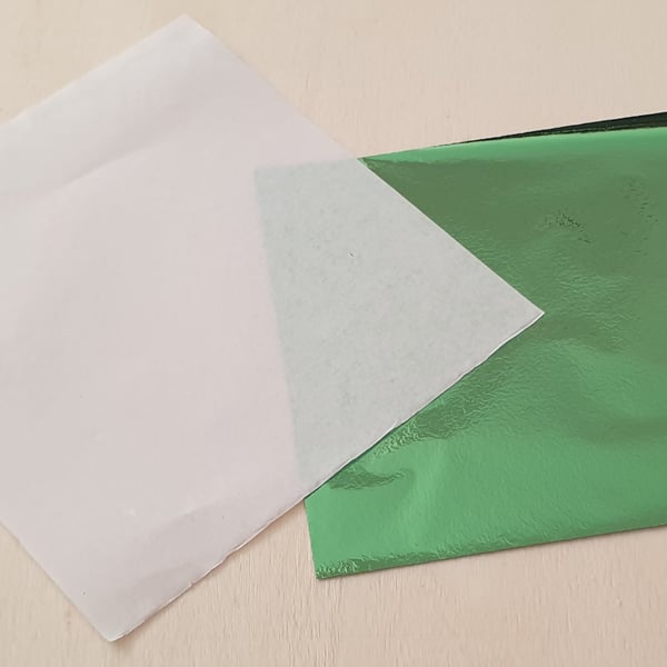 Foil Craft Sheets - GREEN - VERY DELICATE - 8cms x 8 cms - Colour Both Sides