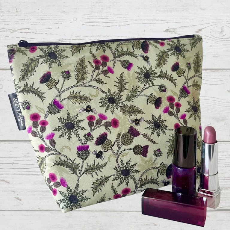 Makeup bags thistles and bees 