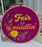 'Fair to Middlin'' Hand Embroidered Floral Wall Art - 8 Inch