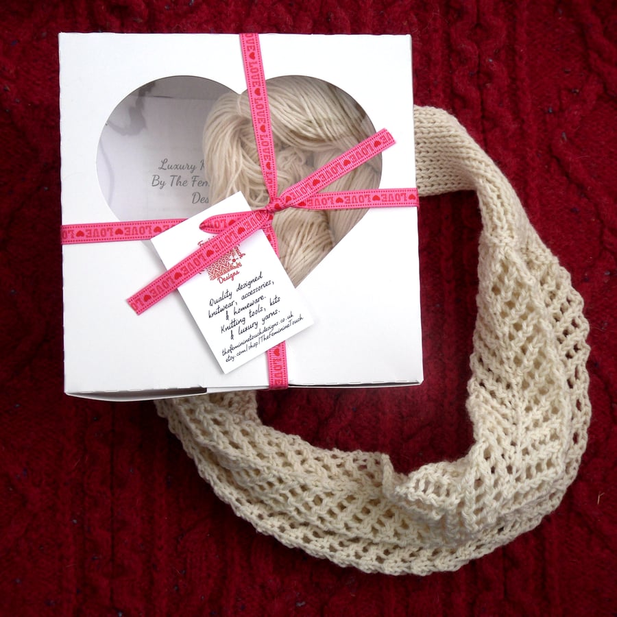 Knitting Kit for choice of 2 lace cowls